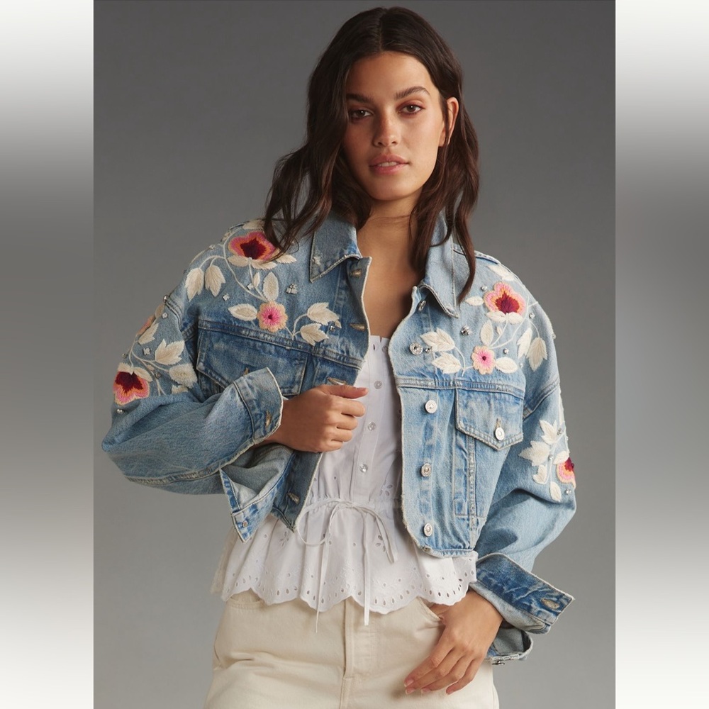 NWT Citizens of Humanity Lena Embroidered Denim Jacket Size S